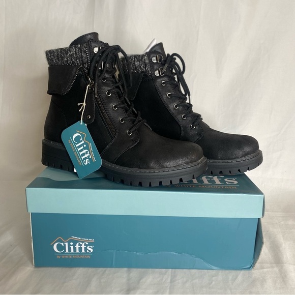 Cliffs by White Mountain Woman Boot Lace Up Mandy Black Boot Size 7.5M New - Picture 6 of 11